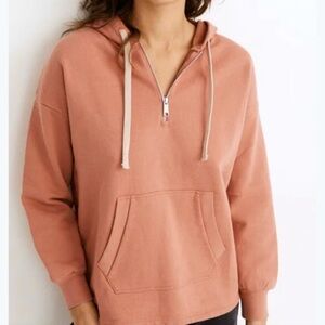 Madewell half-zip pocketed hoodie pink medium